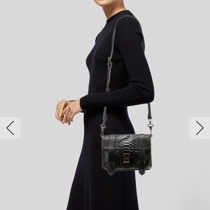 Proenza Schouler mini Carved Python PS1 crossbody bag black w gunmetal hardware